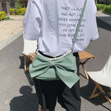 Big Bow Shoulder Bags Women Ins Sweet Pearls Streetwear Handbag