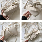 Big Bow Shoulder Bags Women Ins Sweet Pearls Streetwear Handbag