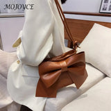 Big Bow-knot Shoulder Bags PU Leather Women Handbag Pure Travel Party Clutch