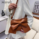 Big Bow-knot Shoulder Bags PU Leather Women Handbag Pure Travel Party Clutch