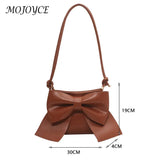 Big Bow-knot Shoulder Bags PU Leather Women Handbag Pure Travel Party Clutch