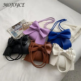 Big Bow-knot Shoulder Bags PU Leather Women Handbag Pure Travel Party Clutch