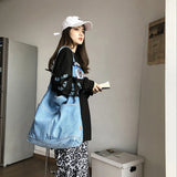 Denim Fabric Hobo Shoulder Bag Student Jeans Large Slouchy Pouch