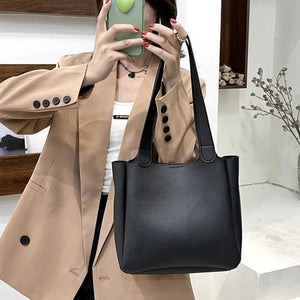 Big Capacity Casual Shoulder Bags Tote INS Black/Beige Solid Female Bags