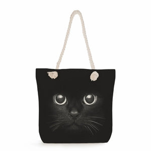 Cartoon Cat Big Capacity Handbag Tote Bag for Women