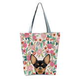 Dog Print Lady Shoulder Pouch Handheld Zipper Tote