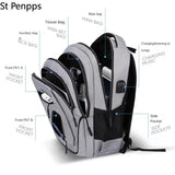 Large Men Backpack Laptop 15.6 Oxford Gray Solid Teen College Student Back Pack
