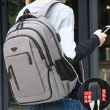 Large Men Backpack Laptop 15.6 Oxford Gray Solid Teen College Student Back Pack