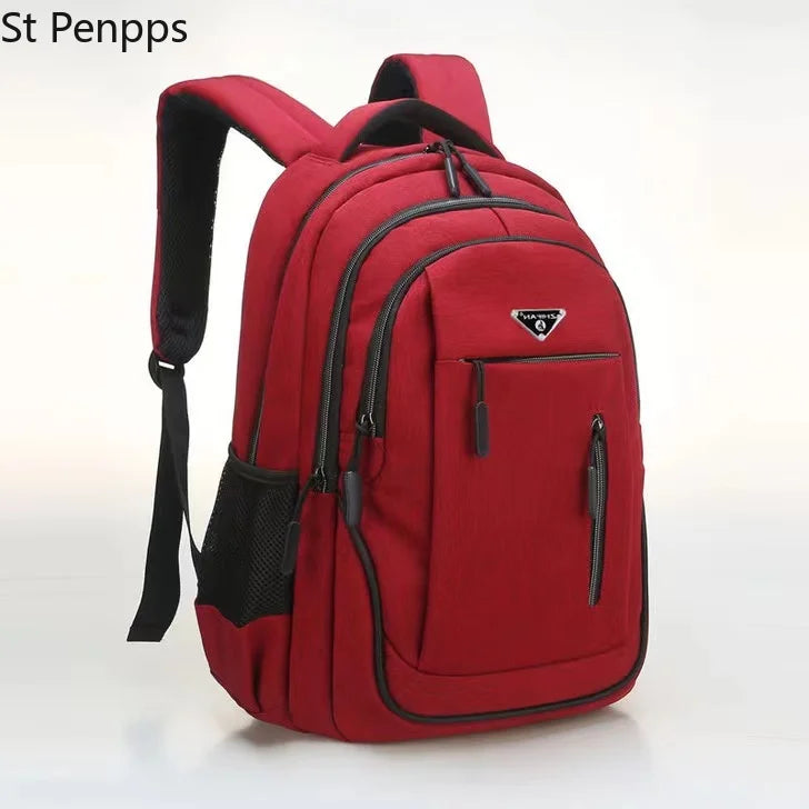 Large Men Backpack Laptop 15.6 Oxford Gray Solid Teen College Student Back Pack