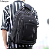 Large Men Backpack Laptop 15.6 Oxford Gray Solid Teen College Student Back Pack