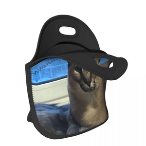 Big Floppa Funny Meme Insulated Lunch Tote Bag Neoprene Food Lunch Box