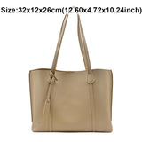Large Capacity Tote Bags Solid PU Leather Shoulder Bag Female Zipper Bolsa
