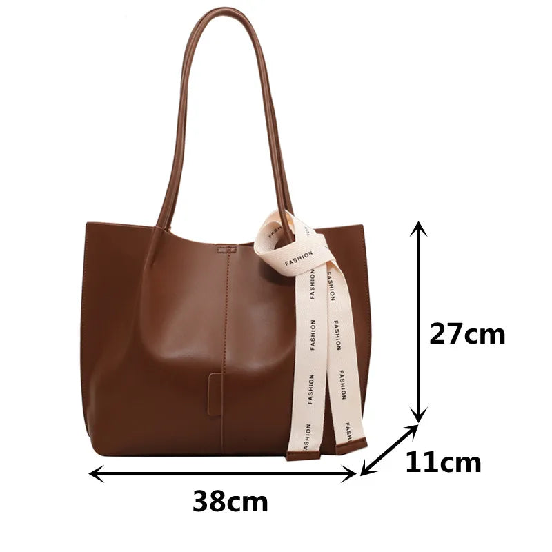 Vintage Leather Shoulder Bag High Capacity Tote Bag