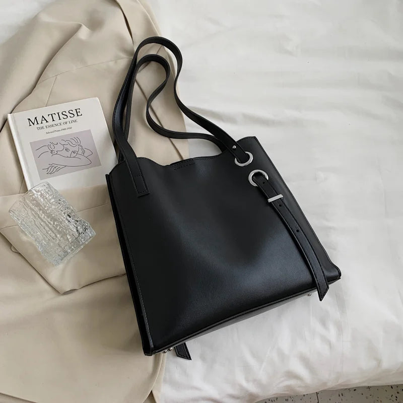 Vintage Leather Tote Bag Women's Handbag High Capacity Shoulder Travel Bag