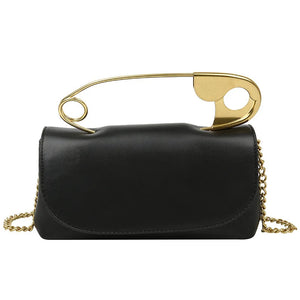 Big Pin Top Handle Handbags For Women Pu Leather Crossbody Bags