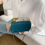 Big Pin Top Handle Handbags For Women Pu Leather Crossbody Bags