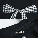 Plaid Bow Canvas Shoulder Bag Zipper Large Capacity Totes Bag Harajuku Style
