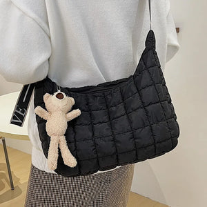 Plaid Shoulder Bag Women Winter Style Space Cotton Hobo Messenger Bag