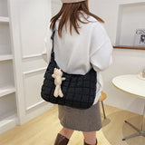 Plaid Shoulder Bag Women Winter Style Space Cotton Hobo Messenger Bag