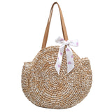 Boho Straw Beach Tote Bag Women's Shoulder Handbag