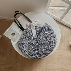 Boho Straw Beach Tote Bag Women's Shoulder Handbag