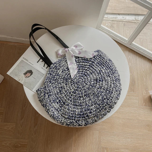 Boho Straw Beach Tote Bag Women's Shoulder Handbag