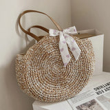 Boho Straw Beach Tote Bag Women's Shoulder Handbag