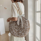 Boho Straw Beach Tote Bag Women's Shoulder Handbag