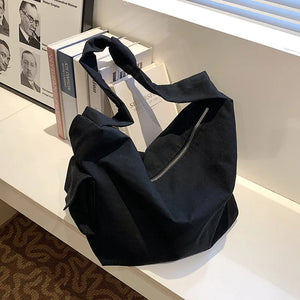 Teenager Girl Canvas Hobo Shoulder Bag Casual High Street Messenger Bag