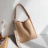 Soft Stripe PU Leather Crossbody Bag for Women Handbag Shoulder Purse
