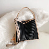 Soft Stripe PU Leather Crossbody Bag for Women Handbag Shoulder Purse