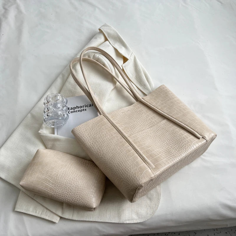 Big Stone Pattern Leather Shoulder Side Bag for Women