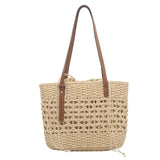 Straw Bucket Bag Women Weave Beach Basket Shoulder Bags
