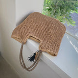 Straw Weave Tassel Tote Beach Bag Large Capacity Lady Handbag
