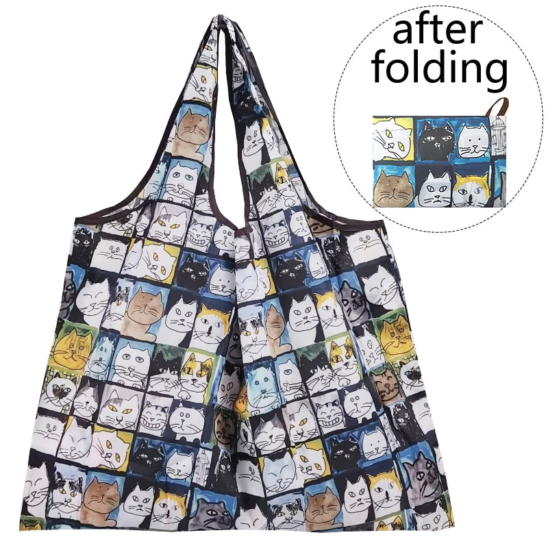 Large Nylon Shopping Bag Supermarket Tote Eco Reusable Portable Shoulder