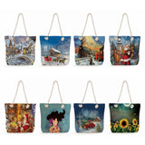 Santa Claus Printed Handbag Eco Shopping Bag Reusable Christmas Gift