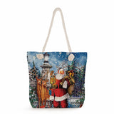 Santa Claus Printed Handbag Eco Shopping Bag Reusable Christmas Gift