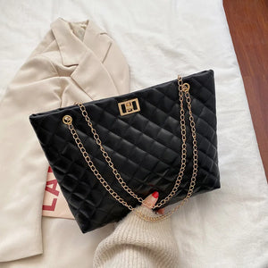 Women Chain Crossbody Tote Bag Large Leather Plaid Handbag