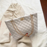 Women Chain Crossbody Tote Bag Large Leather Plaid Handbag
