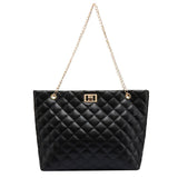 Women's Chain Crossbody Bag Large Leather Plaid Shopper Handbag