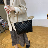 Women Chain Crossbody Tote Bag Large Leather Plaid Handbag