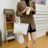Women Chain Crossbody Tote Bag Large Leather Plaid Handbag