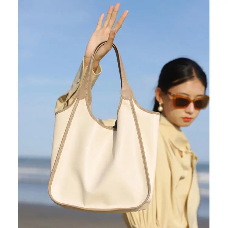 Soft Leather Tote Handbag for Women Large Capacity Ladies Shoulder Bag