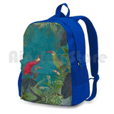 Vintage Botanical Illustration Jungle Birds Outdoor Hiking Backpack