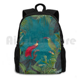 Vintage Botanical Illustration Jungle Birds Outdoor Hiking Backpack
