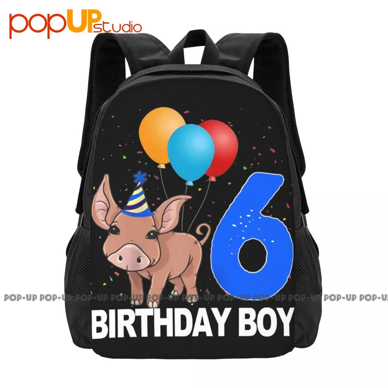Birthday Boy 6 Pig Clothing Crazy Pig Love Backpack Large Capacity Print Foldabl
