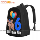 Birthday Boy 6 Pig Clothing Crazy Pig Love Backpack Large Capacity Print Foldabl