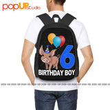 Birthday Boy 6 Pig Clothing Crazy Pig Love Backpack Large Capacity Print Foldabl