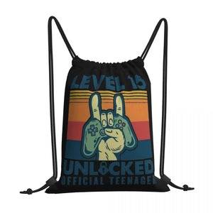 Level 15 Unlocked Teenager Gaming Drawstring Bag
