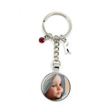 Personalized Birthstone 26 Letters Keychain Photo Mum Dad Baby Grandpa Gift